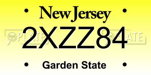 2XZZ84 New Jersey License Plate