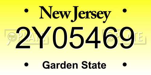 2Y05469 New Jersey License Plate