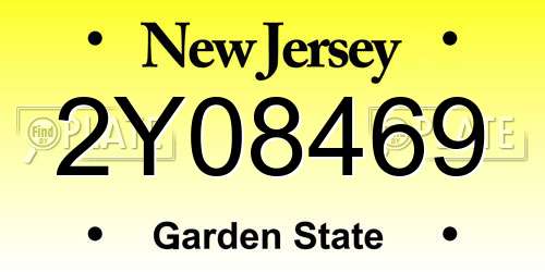 2Y08469 New Jersey License Plate