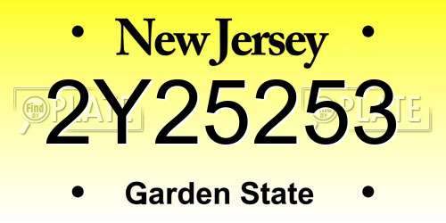 2Y25253 New Jersey License Plate