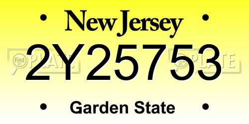 2Y25753 New Jersey License Plate
