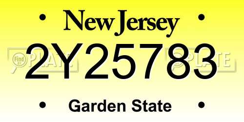 2Y25783 New Jersey License Plate