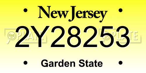 2Y28253 New Jersey License Plate