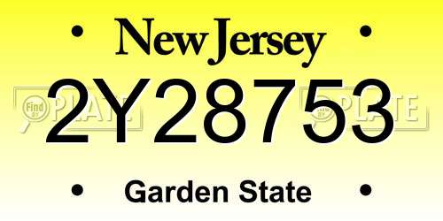 2Y28753 New Jersey License Plate
