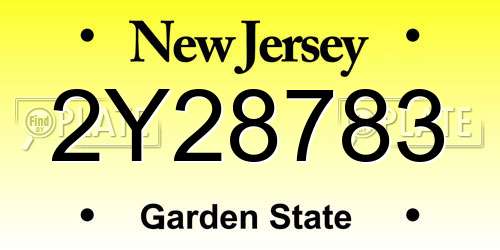 2Y28783 New Jersey License Plate