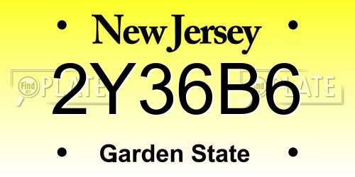 2Y36B6 New Jersey License Plate
