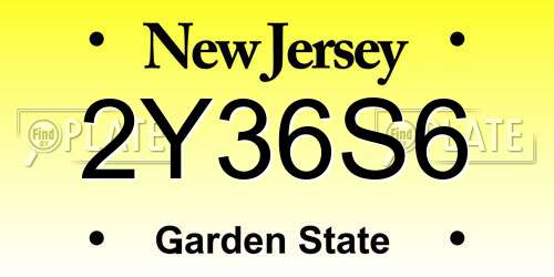 2Y36S6 New Jersey License Plate