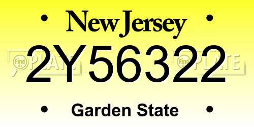 2Y56322 New Jersey License Plate