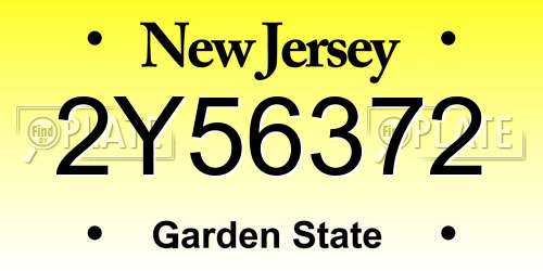 2Y56372 New Jersey License Plate