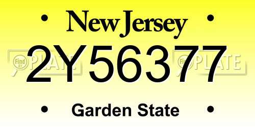 2Y56377 New Jersey License Plate