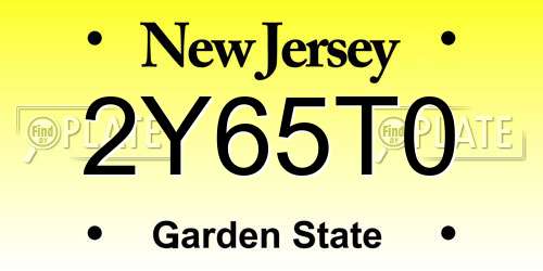 2Y65T0 New Jersey License Plate