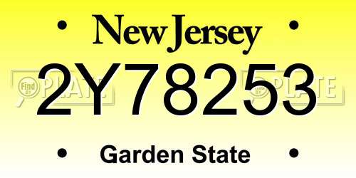 2Y78253 New Jersey License Plate