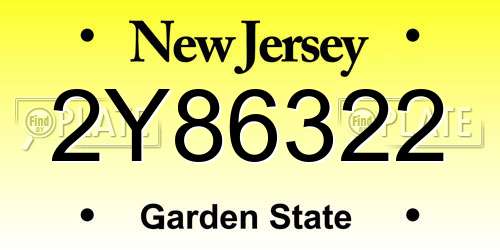 2Y86322 New Jersey License Plate