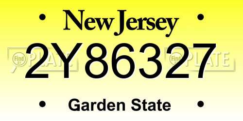 2Y86327 New Jersey License Plate