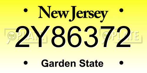 2Y86372 New Jersey License Plate