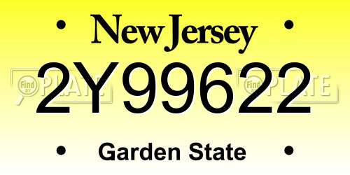 2Y99622 New Jersey License Plate
