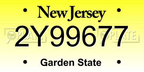 2Y99677 New Jersey License Plate