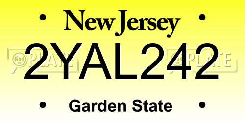 2YAL242 New Jersey License Plate