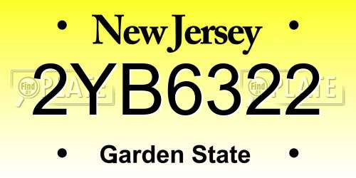 2YB6322 New Jersey License Plate