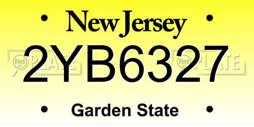 2YB6327 New Jersey License Plate