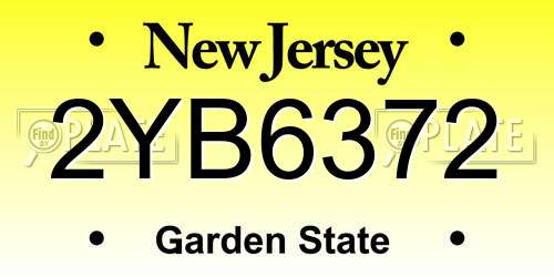 2YB6372 New Jersey License Plate