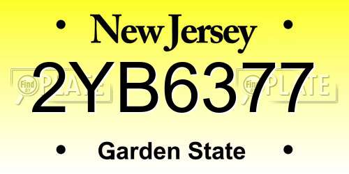 2YB6377 New Jersey License Plate