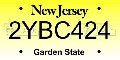2YBC424 New Jersey License Plate