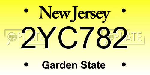 2YC782 New Jersey License Plate
