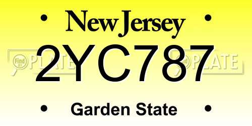 2YC787 New Jersey License Plate