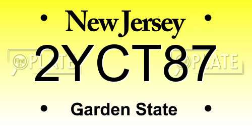 2YCT87 New Jersey License Plate