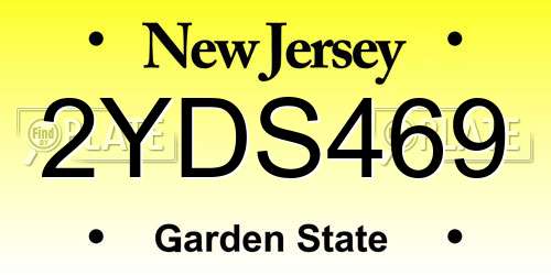 2YDS469 New Jersey License Plate