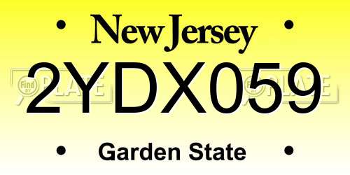 2YDX059 New Jersey License Plate