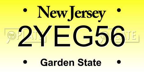 2YEG56 New Jersey License Plate