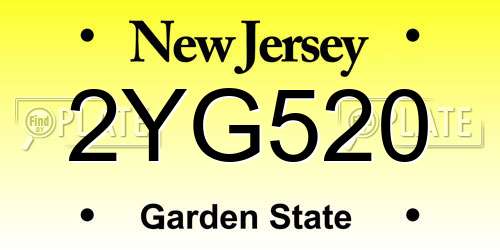 2YG520 New Jersey License Plate