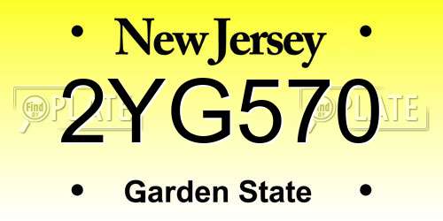 2YG570 New Jersey License Plate