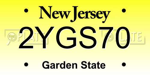 2YGS70 New Jersey License Plate