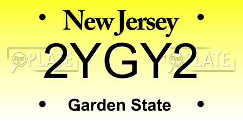 2YGY2 New Jersey License Plate