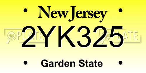 2YK325 New Jersey License Plate