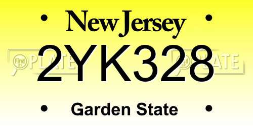 2YK328 New Jersey License Plate