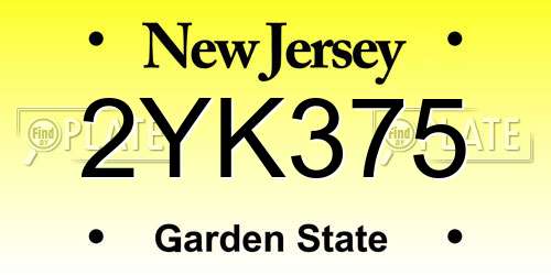 2YK375 New Jersey License Plate