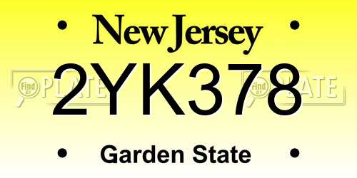 2YK378 New Jersey License Plate