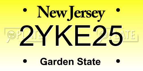 2YKE25 New Jersey License Plate