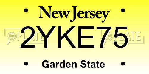 2YKE75 New Jersey License Plate