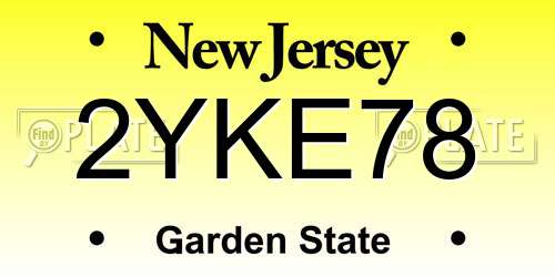 2YKE78 New Jersey License Plate