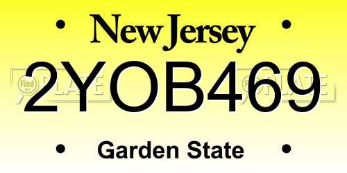 2YOB469 New Jersey License Plate