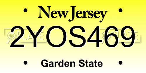 2YOS469 New Jersey License Plate