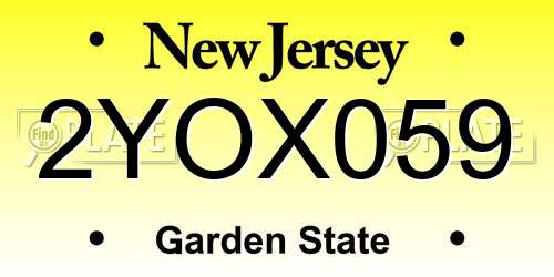 2YOX059 New Jersey License Plate