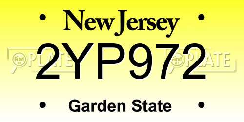2YP972 New Jersey License Plate