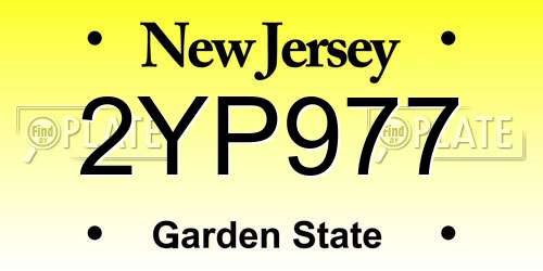 2YP977 New Jersey License Plate