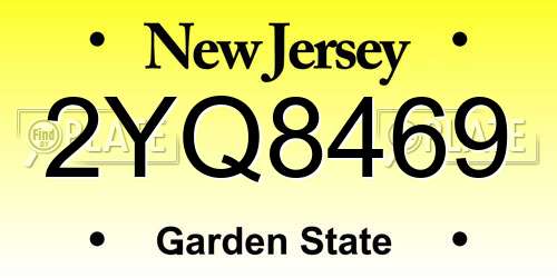 2YQ8469 New Jersey License Plate
